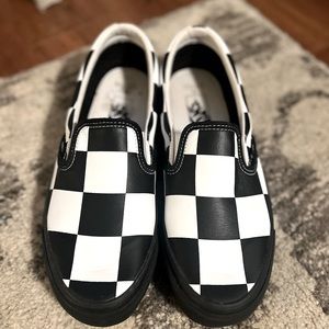 Vans off the Wall x Barney’s New York Collab Leather Checkerboard Slip ons NEW
